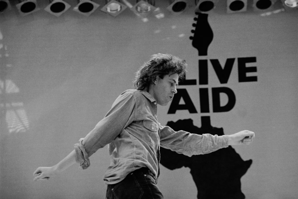 Bob Geldof at 'Live Aid' 1985; a photograph taken by Andrew Catlin