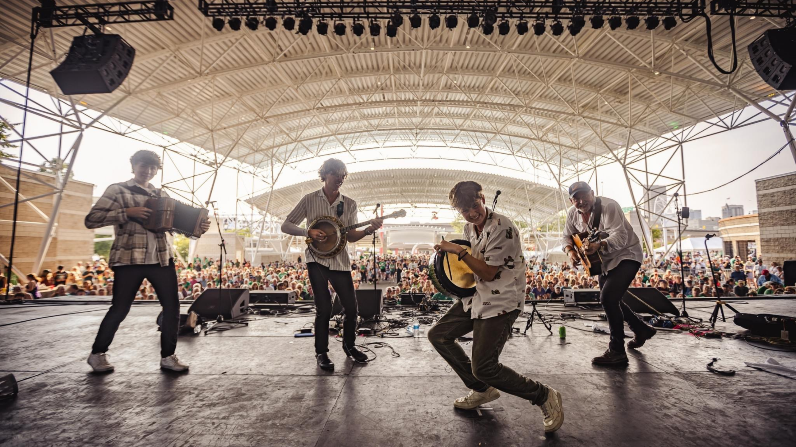 Colour photo of The Byrne Brothers Donegal band live in concert