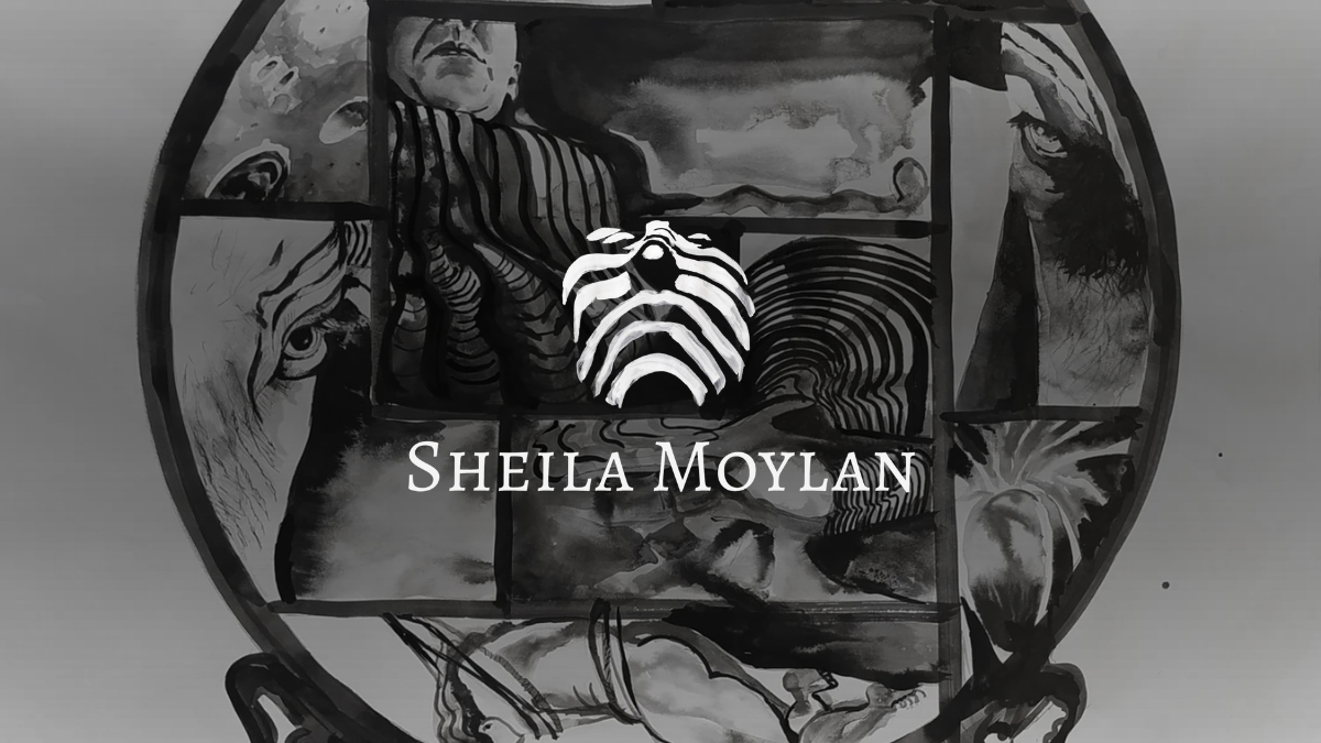 Sheila Moylan Irish Artist logo on top of painting