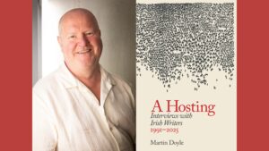 Irish journalist Martin Doyle poster for his london book launch of new book A Hosting
