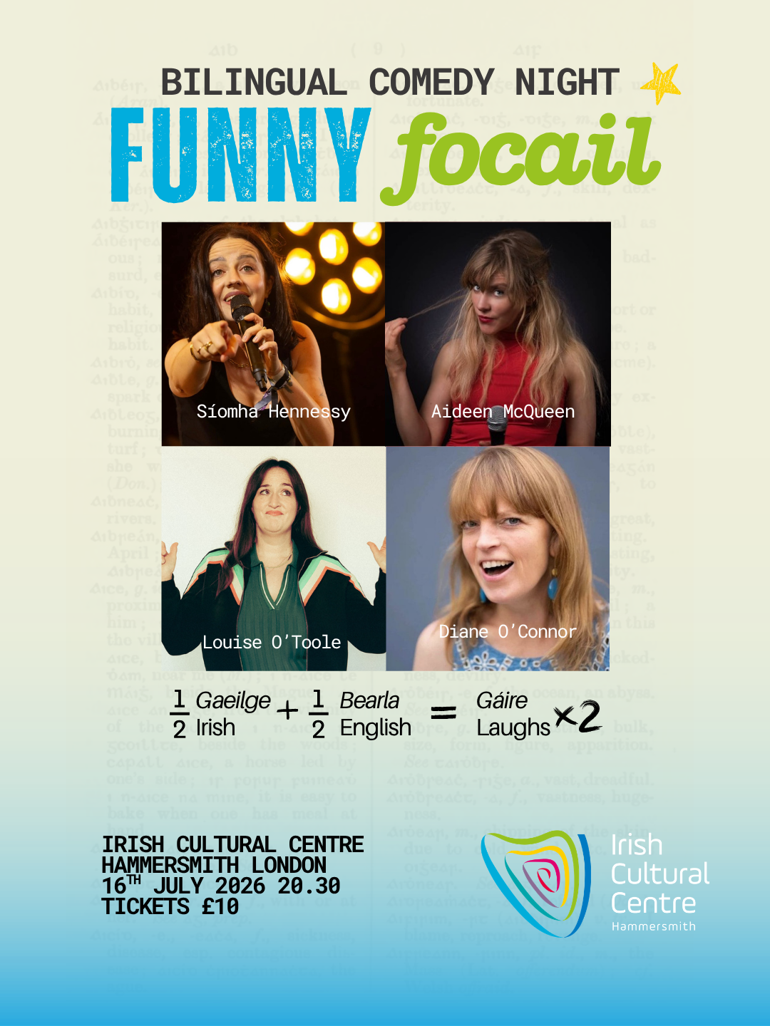 Poster for funny focal featuring all 4 acts